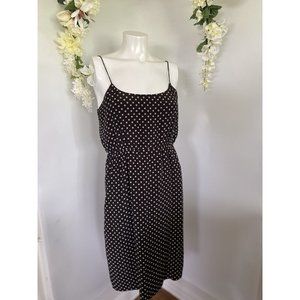 J Crew Polka Dot Silk Black Beige Thin‎ Straps Dress Size 2 Pin Up Style Lovely